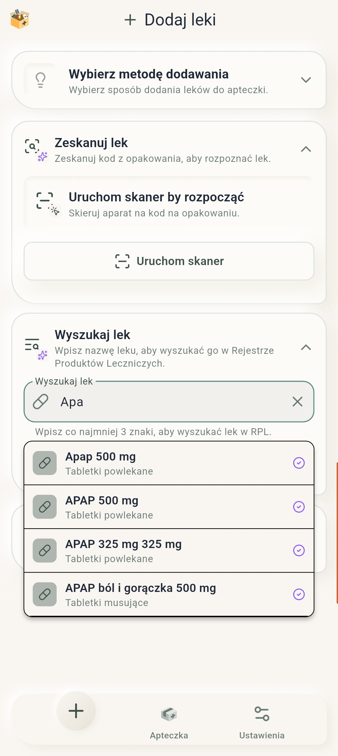 Dodawanie nowego leku